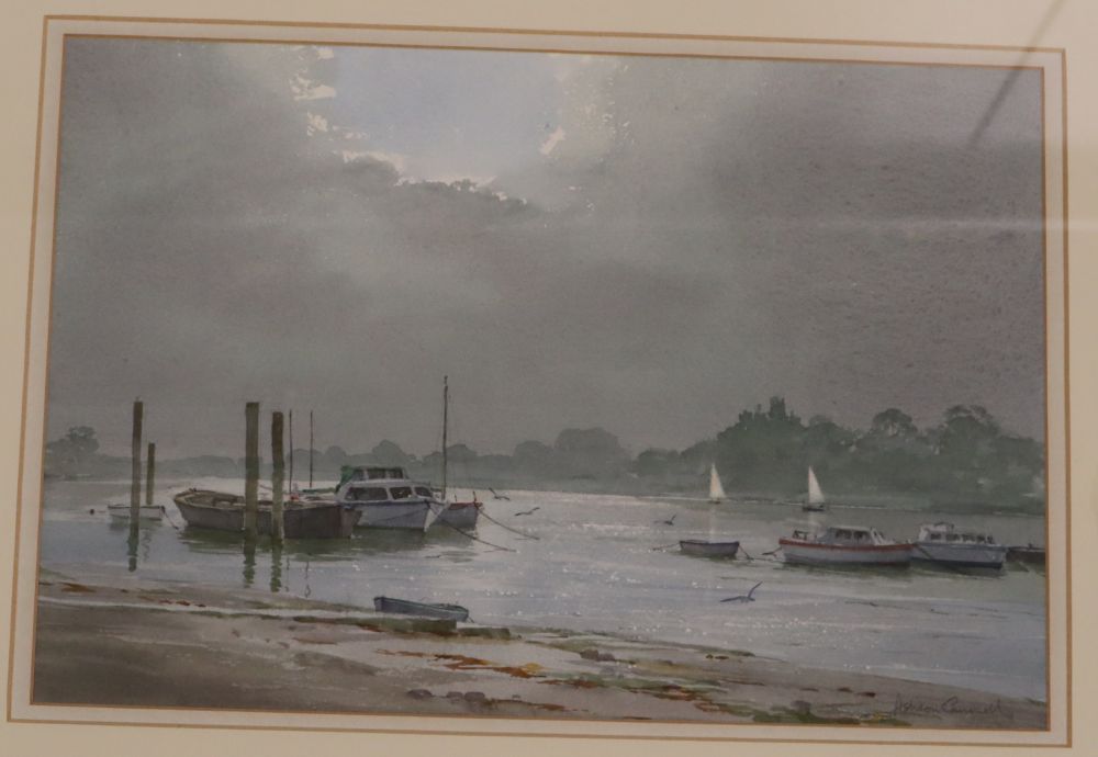 Ashton Cannell (d.1994), two watercolours, Estuary scenes with moored boats, signed, 24 x 35cm and 18 x 24cm